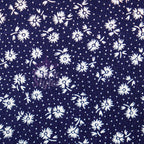 Navy Floral Small White Flowers Viscose Elastane Fabric
