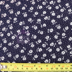 Navy Floral Small White Flowers Viscose Elastane Fabric