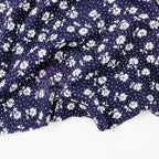 Navy Floral Small White Flowers Viscose Elastane Fabric