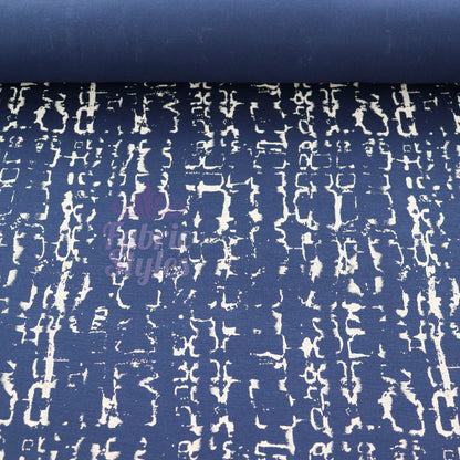 Navy Melange Tie Dye Viscose Elastane Fabric