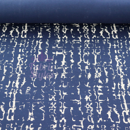 Navy Melange Tie Dye Viscose Elastane Fabric