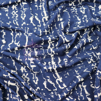 Navy Melange Tie Dye Viscose Elastane Fabric