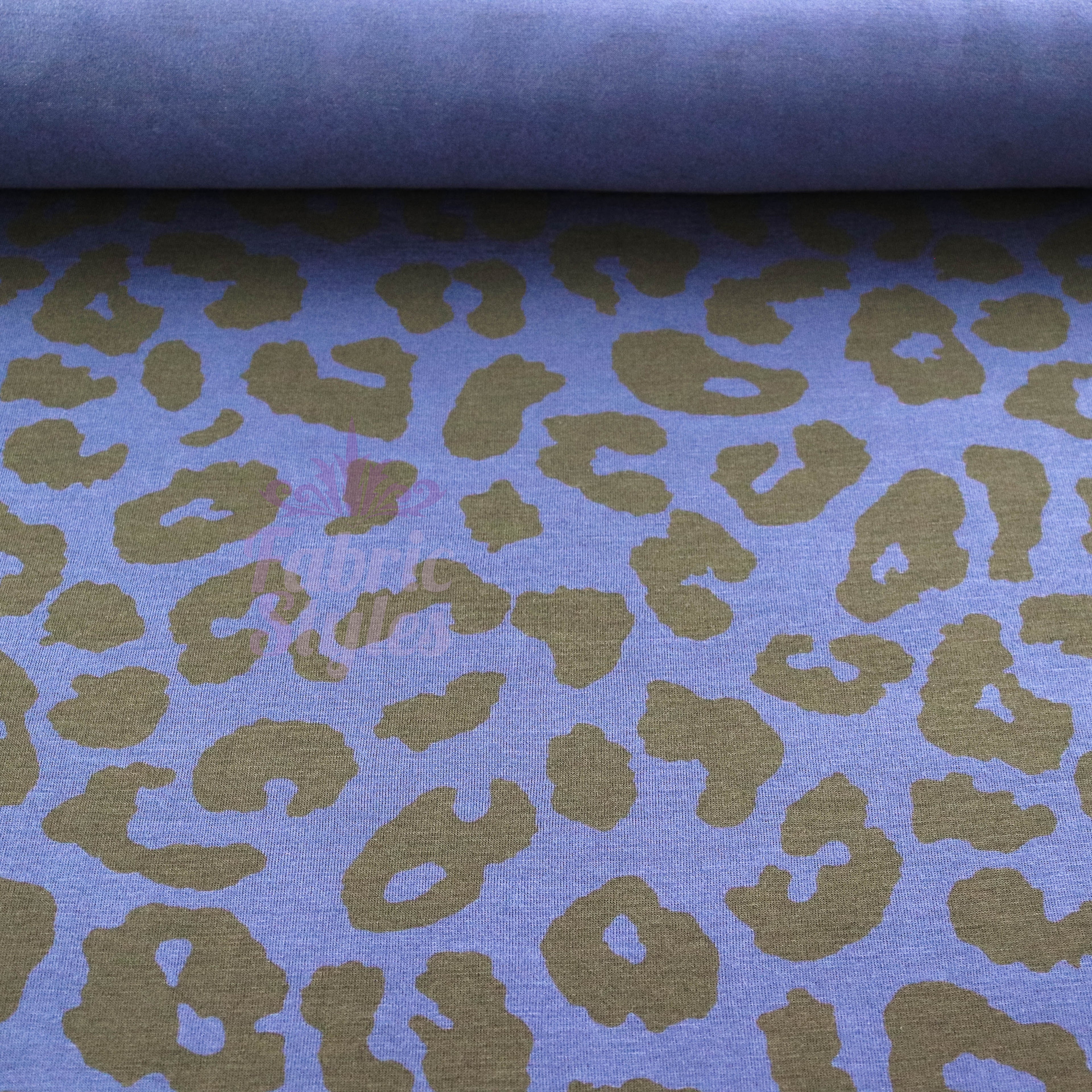 Navy Leopard Black Animal Spots Viscose Elastane Fabric
