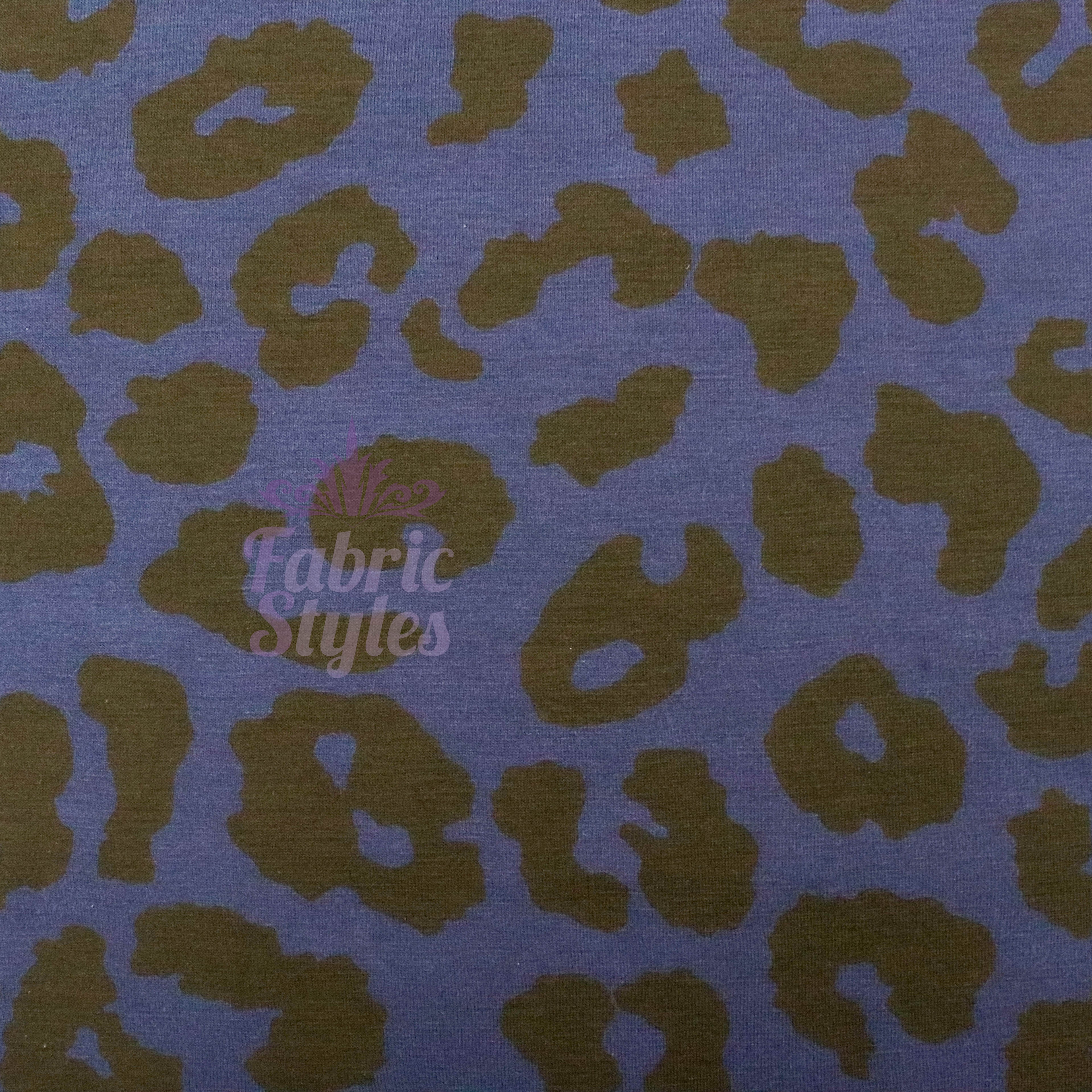Navy Leopard Black Animal Spots Viscose Elastane Fabric