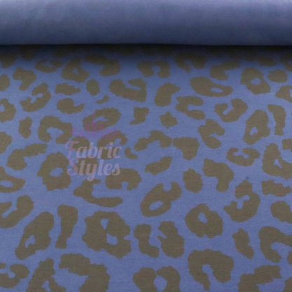 Navy Leopard Black Animal Spots Viscose Elastane Fabric