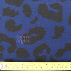 Navy Leopard Black Animal Spots Viscose Elastane Fabric