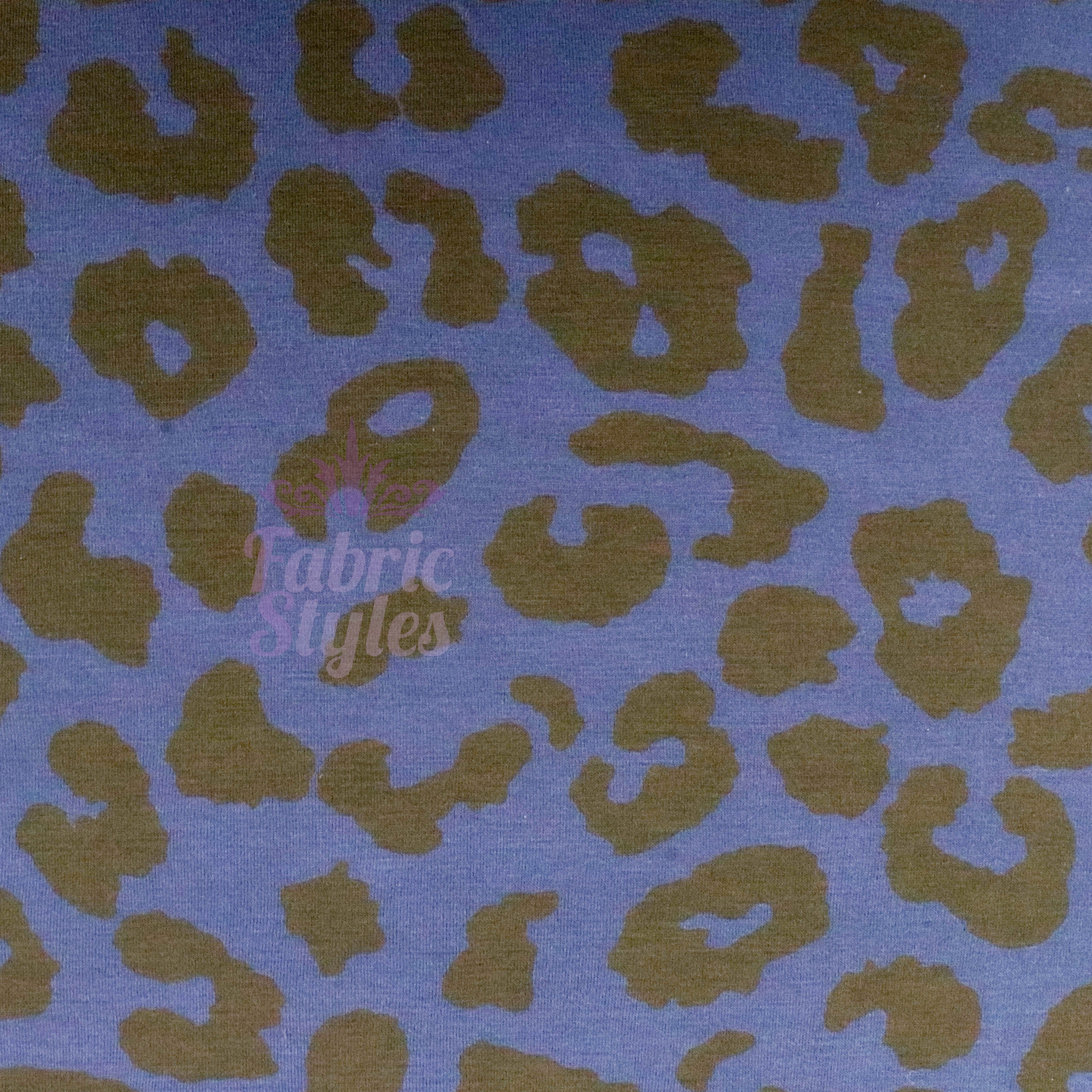 Navy Leopard Black Animal Spots Viscose Elastane Fabric