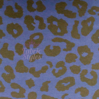 Navy Leopard Black Animal Spots Viscose Elastane Fabric