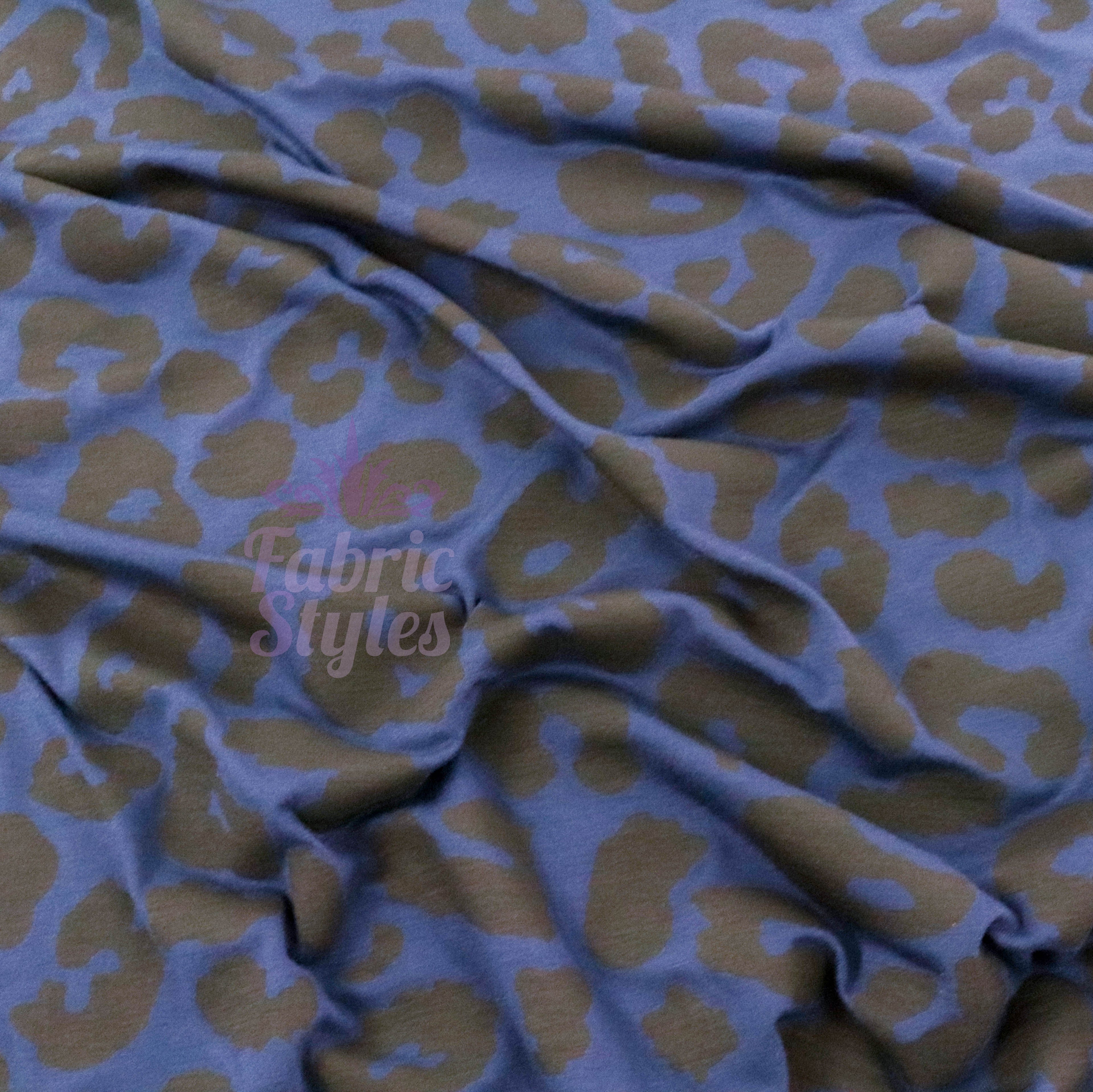 Navy Leopard Black Animal Spots Viscose Elastane Fabric