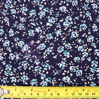 Navy Ditsy Small Floral Blue Roses Viscose Elastane Fabric