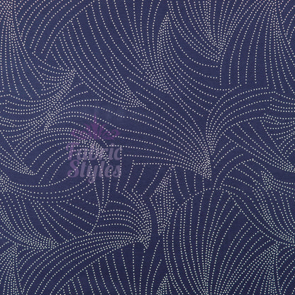 Navy Curve Dot Viscose Elastane Fabric