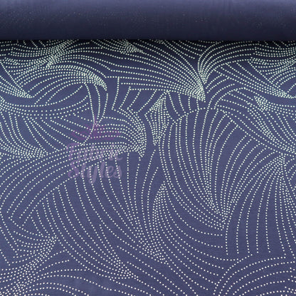 Navy Curve Dot Viscose Elastane Fabric