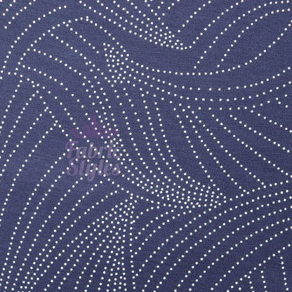 Navy Curve Dot Viscose Elastane Fabric