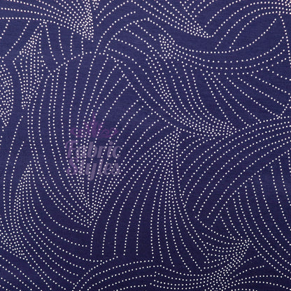 Navy Curve Dot Viscose Elastane Fabric
