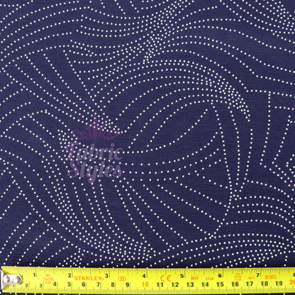 Navy Curve Dot Viscose Elastane Fabric