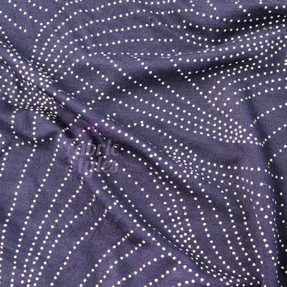 Navy Curve Dot Viscose Elastane Fabric
