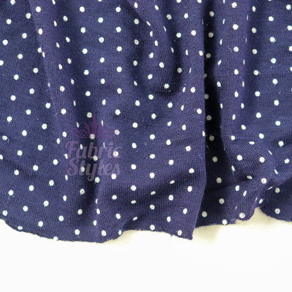 Navy Polka Dot Mini Spots Viscose Elastane Fabric