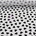 Love Heart Print Black White Viscose Elastane Fabric