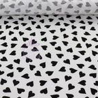 Love Heart Print Black White Viscose Elastane Fabric