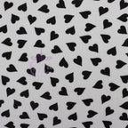 Love Heart Print Black White Viscose Elastane Fabric