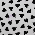 Love Heart Print Black White Viscose Elastane Fabric