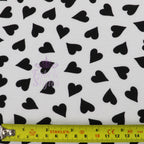 Love Heart Print Black White Viscose Elastane Fabric