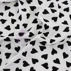 Love Heart Print Black White Viscose Elastane Fabric