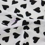 Love Heart Print Black White Viscose Elastane Fabric