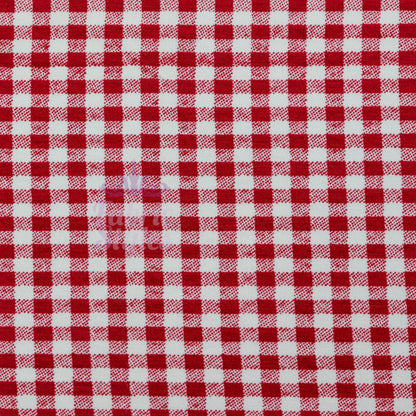 Red Gingham Check Viscose Elastane Fabric