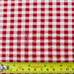 Red Gingham Check Viscose Elastane Fabric