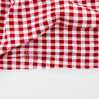 Red Gingham Check Viscose Elastane Fabric