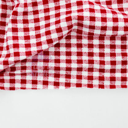 Red Gingham Check Viscose Elastane Fabric