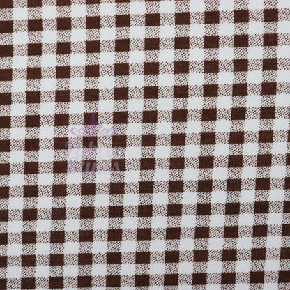 Dark Brown Gingham Check Viscose Elastane Fabric