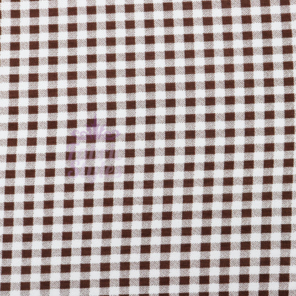 Dark Brown Gingham Check Viscose Elastane Fabric