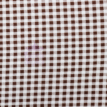 Dark Brown Gingham Check Viscose Elastane Fabric