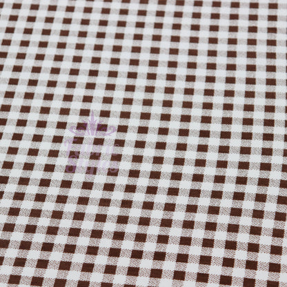 Dark Brown Gingham Check Viscose Elastane Fabric