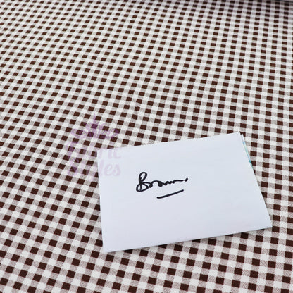 Dark Brown Gingham Check Viscose Elastane Fabric