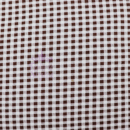 Dark Brown Gingham Check Viscose Elastane Fabric