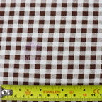 Dark Brown Gingham Check Viscose Elastane Fabric