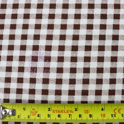 Dark Brown Gingham Check Viscose Elastane Fabric
