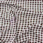 Dark Brown Gingham Check Viscose Elastane Fabric