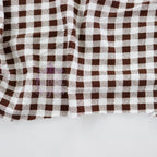 Dark Brown Gingham Check Viscose Elastane Fabric