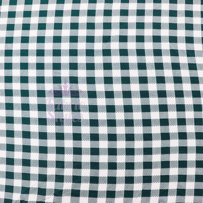 Green Gingham Check Viscose Elastane Fabric