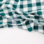 Green Gingham Check Viscose Elastane Fabric