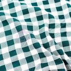 Green Gingham Check Viscose Elastane Fabric
