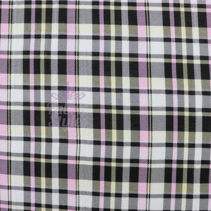 Tartan Yellow Pink Black Viscose Elastane Fabric