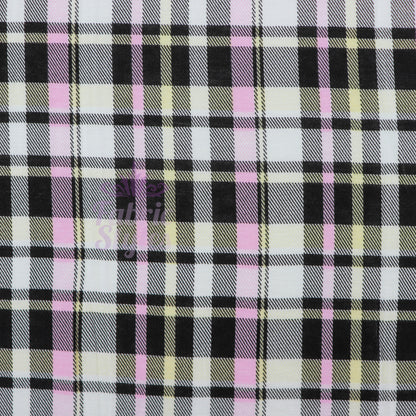 Tartan Yellow Pink Black Viscose Elastane Fabric