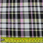 Tartan Yellow Pink Black Viscose Elastane Fabric