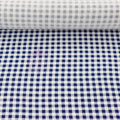 Navy Gingham Check Viscose Elastane Fabric