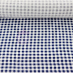 Navy Gingham Check Viscose Elastane Fabric